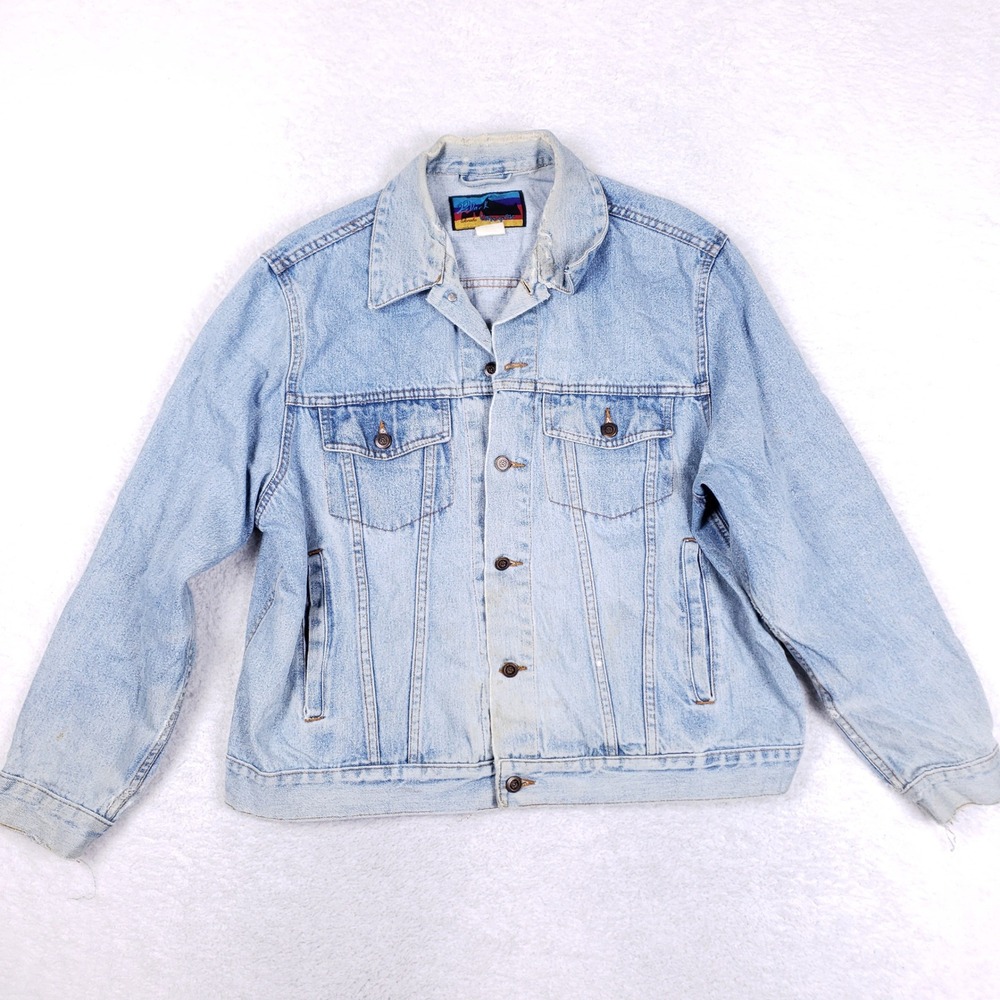 Black Canyon Vintage Denim Jacket Mens XL Light Wash Distressed Thrashed 90s